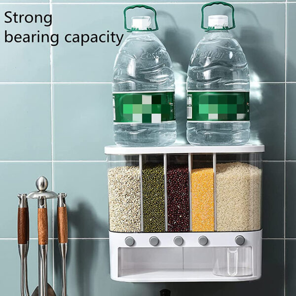 🍚 Dispensador de Granos con 5 Compartimientos – Orden y Frescura en tu Cocina 🍚