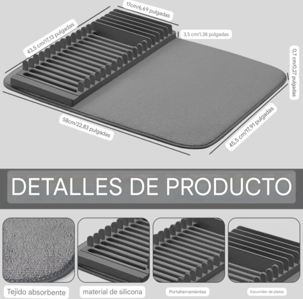 🥂 Escurridor Tapete Absorbente de Platos – Elegancia y practicidad en tu cocina